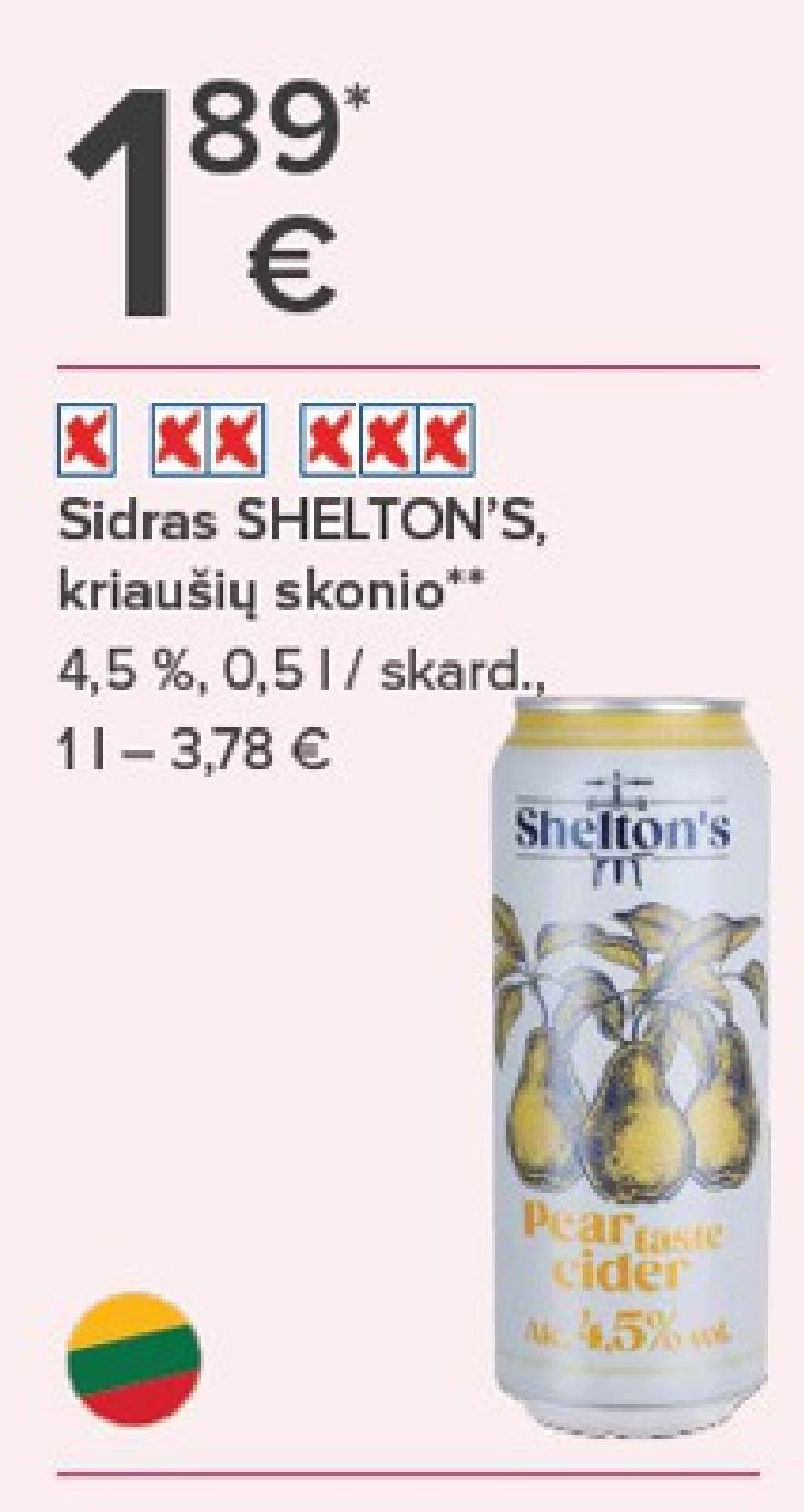 Sidras SHELTON'S, kriaušių skonio, 0.5 l