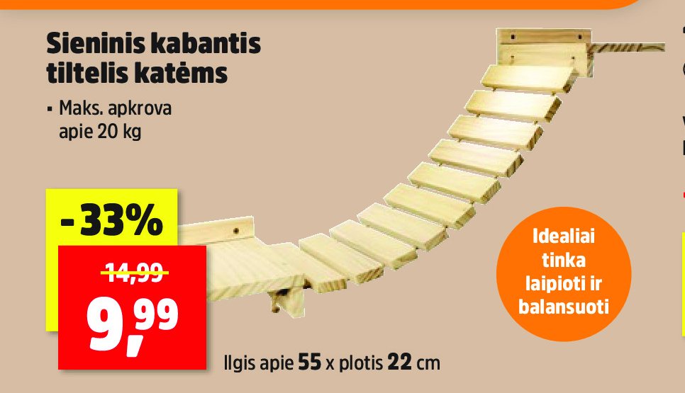 Sieninis kabantis tiltelis katėms, 22 cm