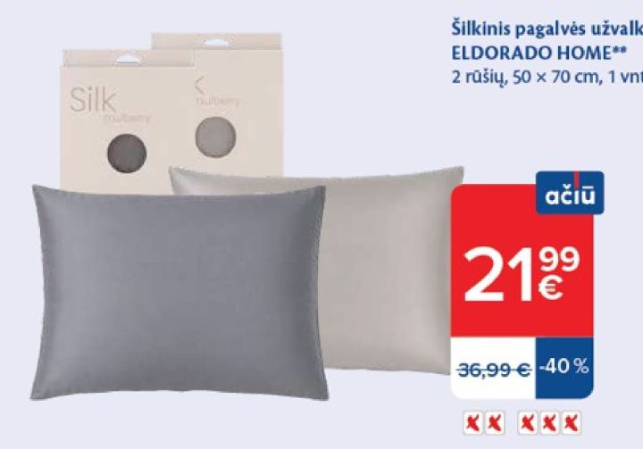 Šilkinis pagalvės užvalkalas ELDORADO HOME, 50 x 70 cm