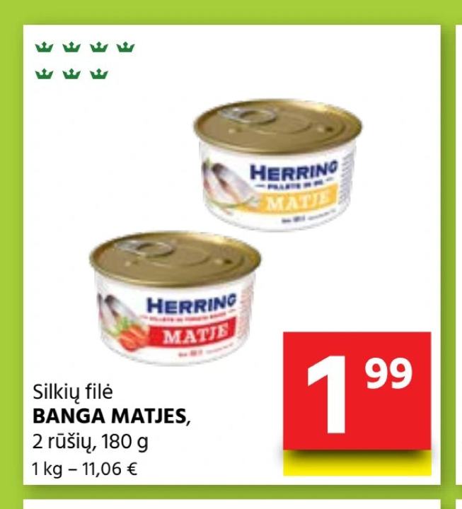 Silkių filė BANGA MATJES, 180 g