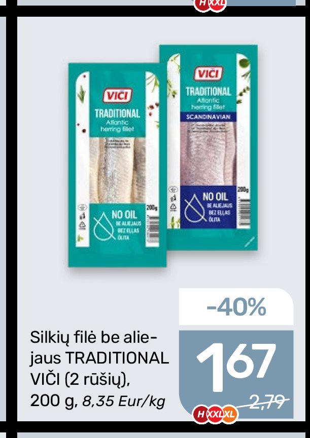 Silkių filė be aliejaus TRADITIONAL VIČI, 200 g