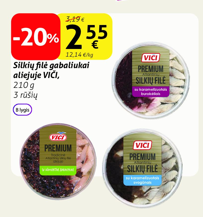 Silkių filė gabaliukai aliejuje VIČI, 210 g