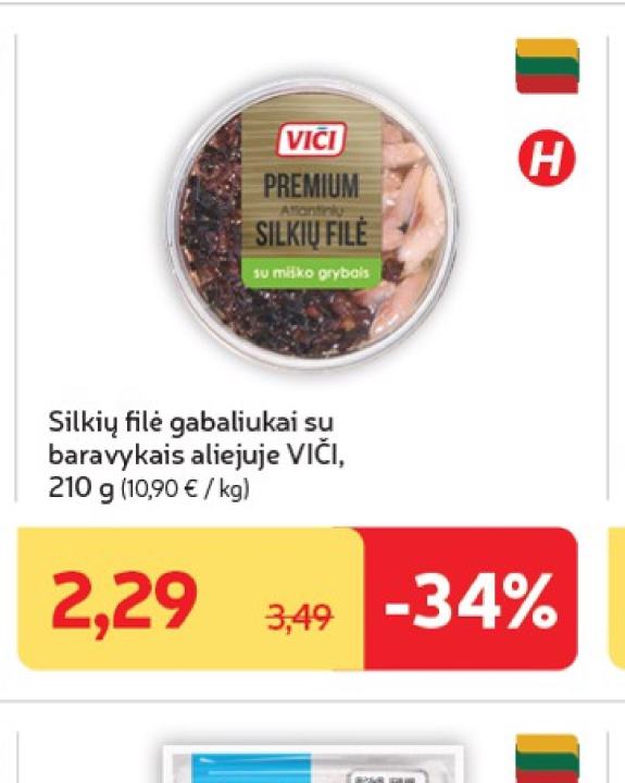 Silkių filė gabaliukai su baravykais aliejuje VIČI, 210 g