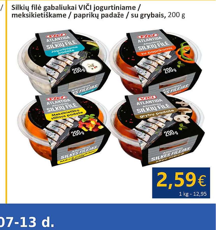 Silkių filė gabaliukai VIČI jogurtiniame, 200 g