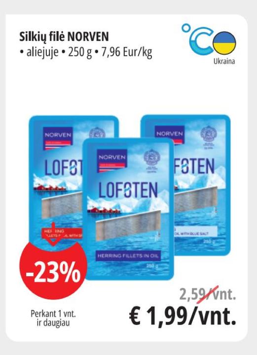 Silkių filė NORVEN, 250 g