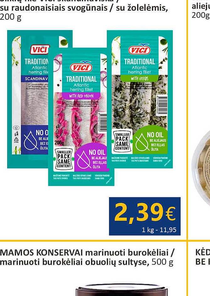 Silkių filė VIČI skandinaviška / su raudonaisiais svogūnais / su žolelėmis, 200 g