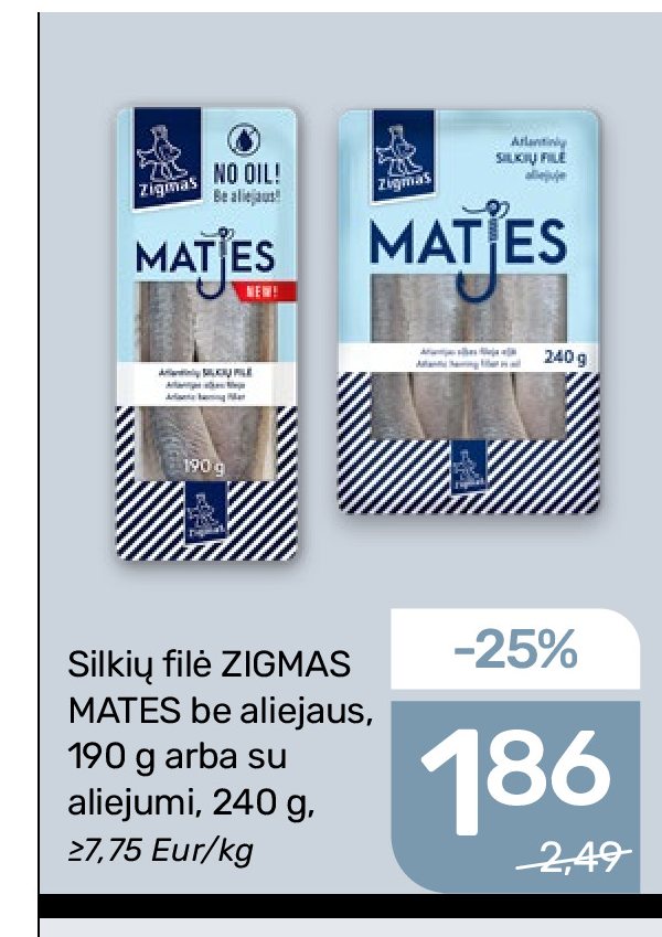 Silkių filė ZIGMAS MATES be aliejaus, 190 g