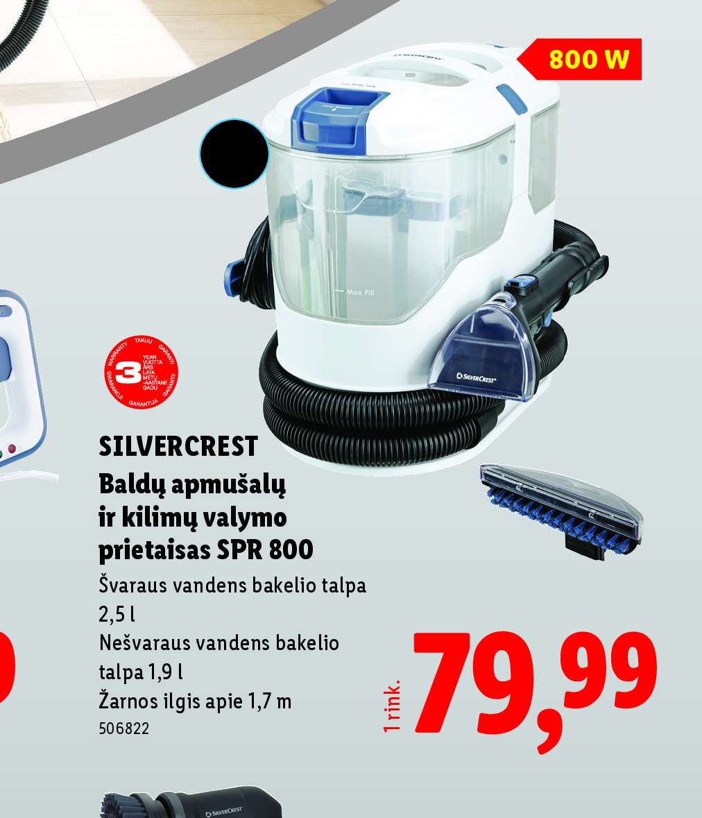 SILVERCREST Baldų apmušalų ir kilimų valymo prietaisas SPR 800, 1.9 l