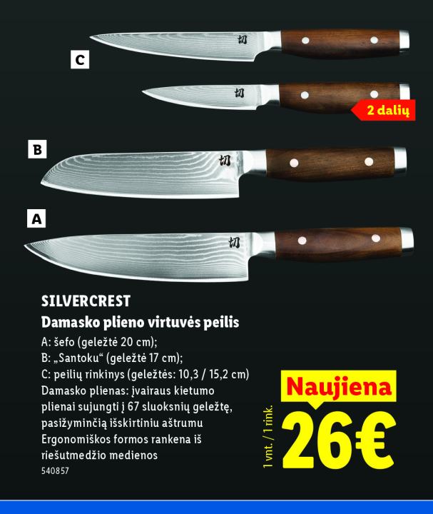 SILVERCREST Damasko plieno virtuvės peilis