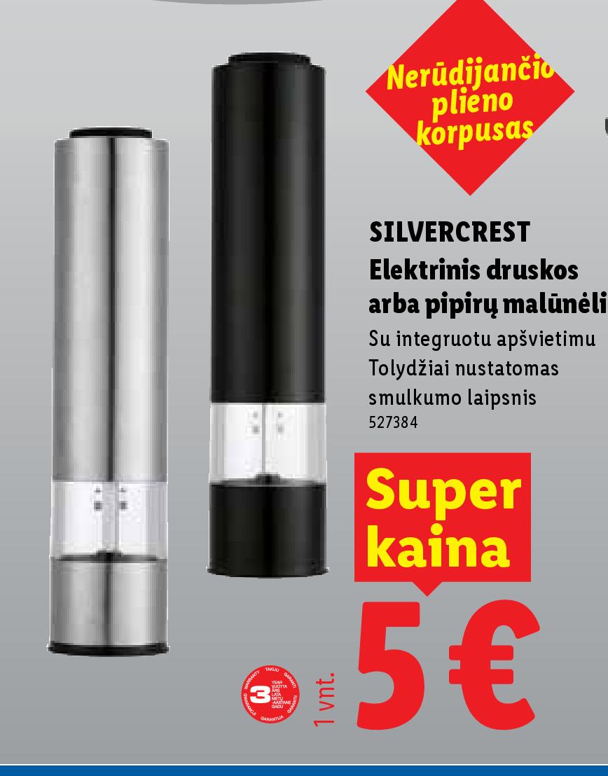 SILVERCREST Elektrinis druskos arba pipirų malūnėlis, 1 vnt