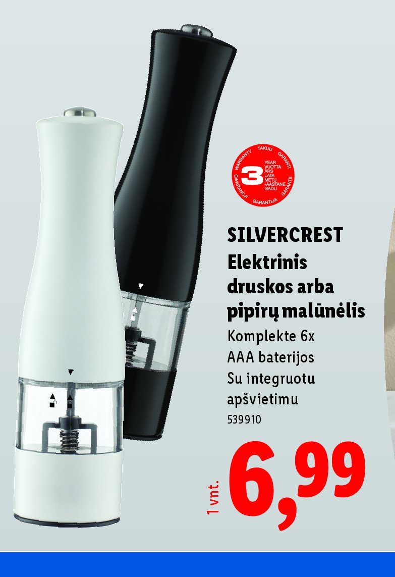 SILVERCREST Elektrinis druskos arba pipirų malūnėlis