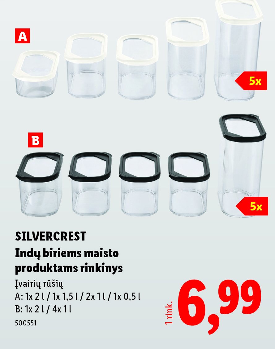 SILVERCREST Indų biriems maisto produktams rinkinys, 1 x 2 l