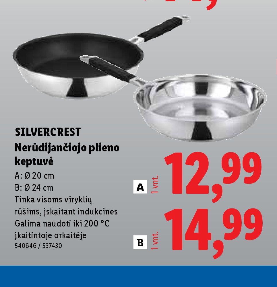 SILVERCREST Nerūdijančiojo plieno keptuvė, 24 cm