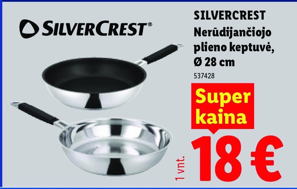 SILVERCREST Nerūdijančiojo plieno keptuvė, 28 cm