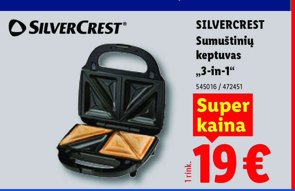 SILVERCREST Sumuštinių keptuvas „3-in-1“, 1 rink.