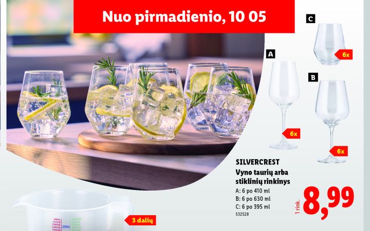 SILVERCREST Vyno taurių arba stiklinių rinkinys, 410 ml
