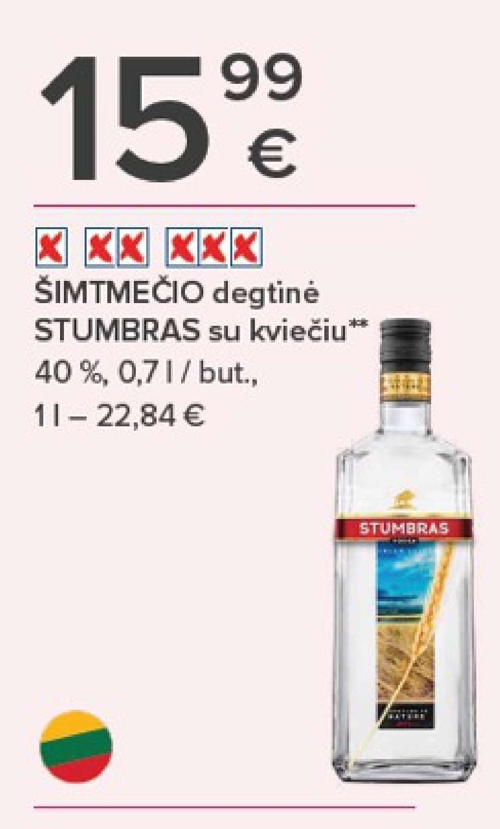 ŠIMTMEČIO degtinė STUMBRAS su kviečiu, 0.7 l