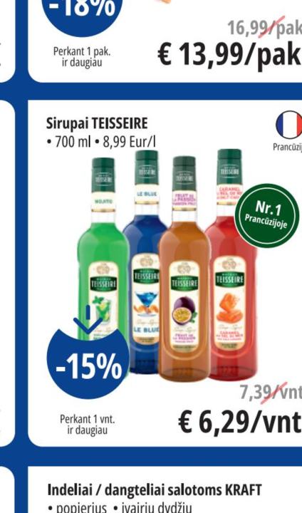 Sirupai TEISSEIRE, 700 ml
