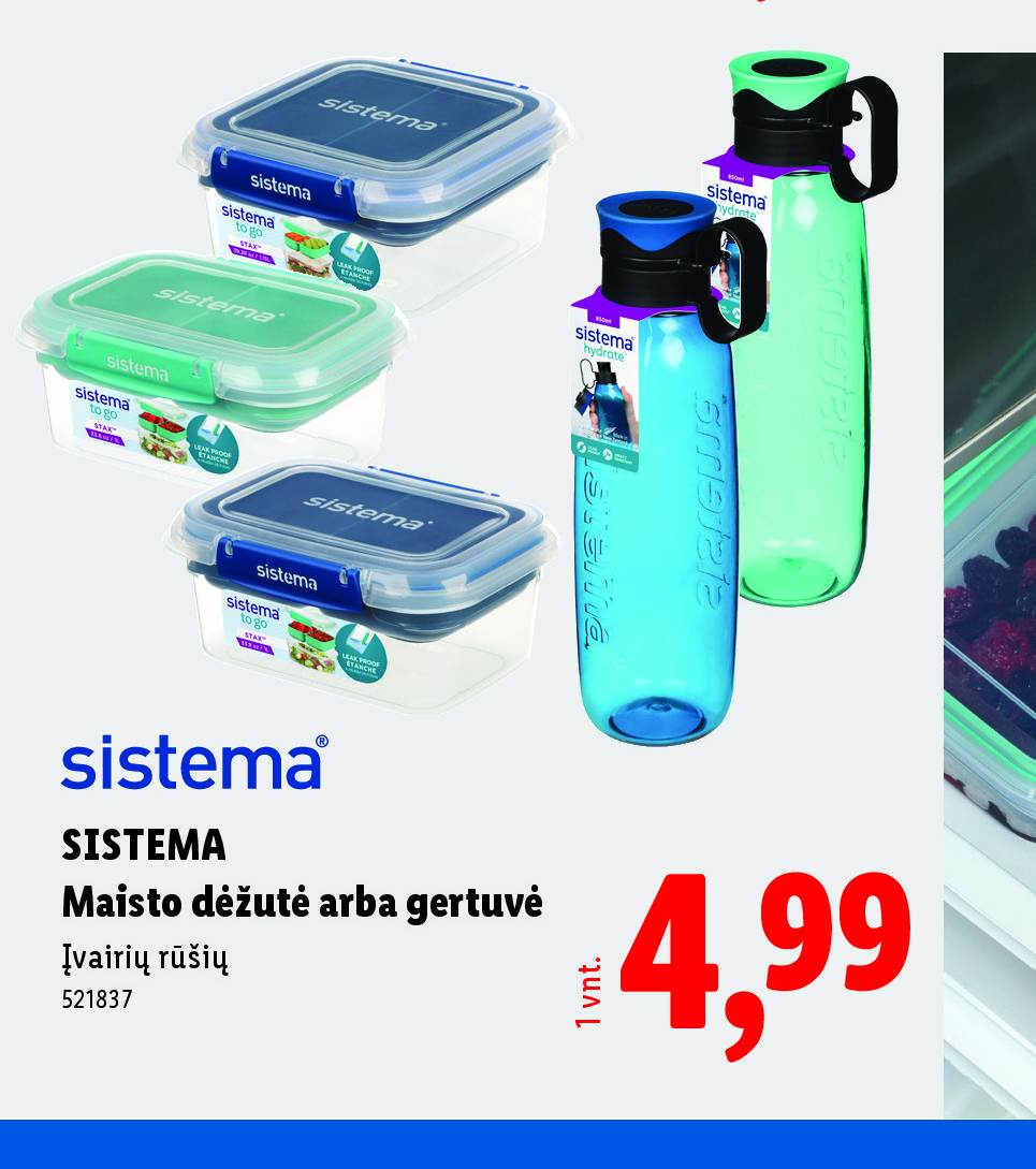 SISTEMA Maisto dėžutė arba gertuvė, 1 vnt
