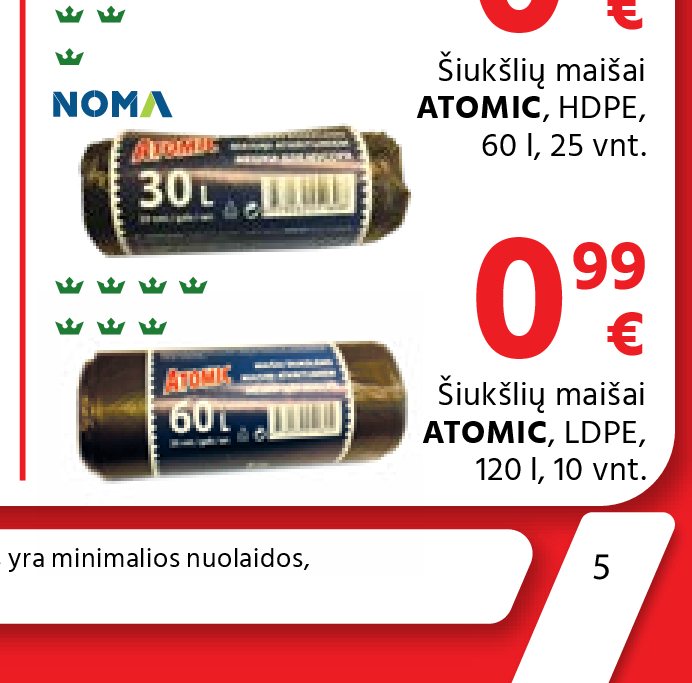Šiukšlių maišai ATOMIC, 120 l