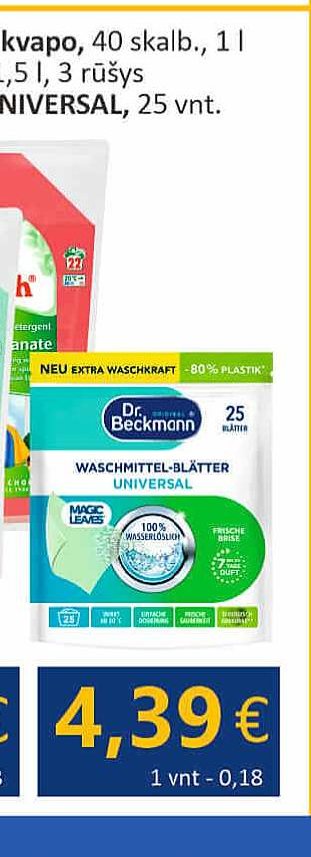 Skalbiamieji lapeliai DR. BECKMANN UNIVERSAL, 25 vnt