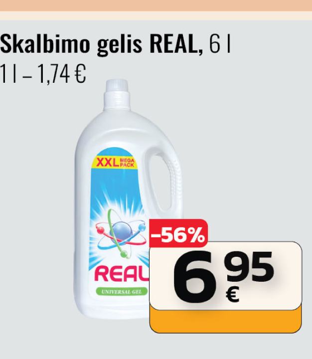 Skalbimo gelis REAL, 6 l