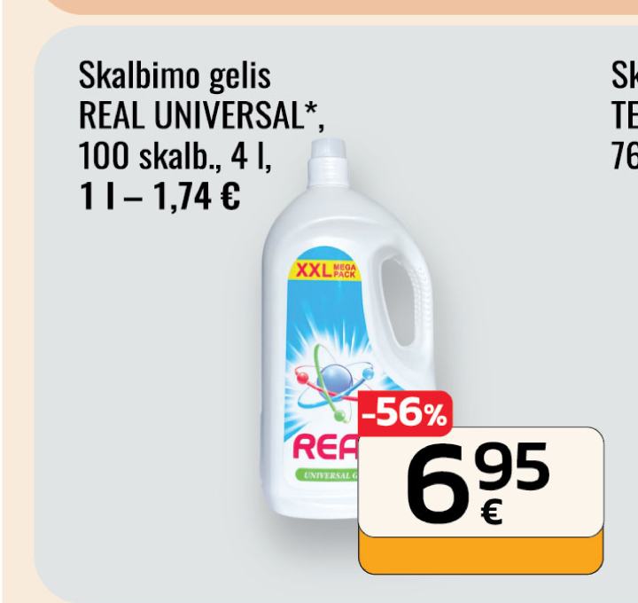 Skalbimo gelis REAL UNIVERSAL, 100 skalb.