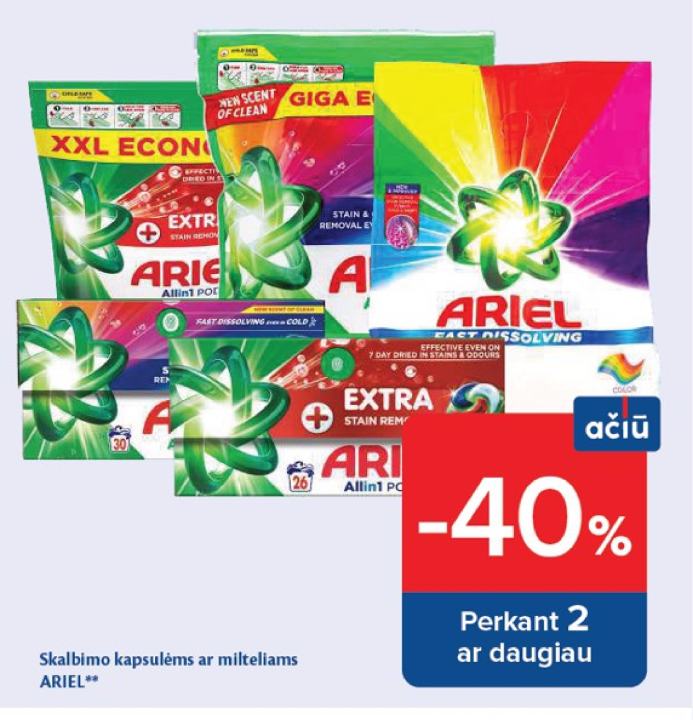 Skalbimo kapsulėms ar milteliams ARIEL