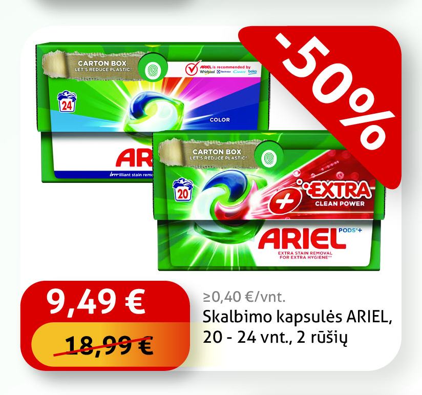 Skalbimo kapsulės ARIEL, 24 vnt