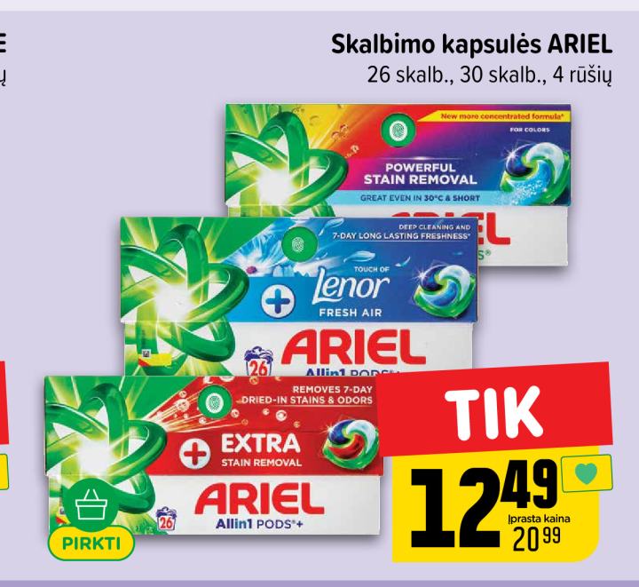 Skalbimo kapsulės ARIEL, 26 skalb.