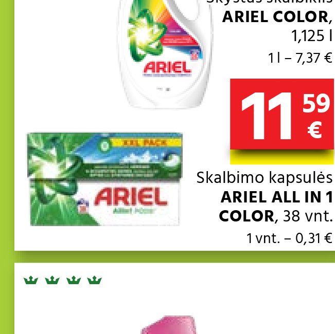Skalbimo kapsulės ARIEL ALL IN 1 COLOR, 38 vnt