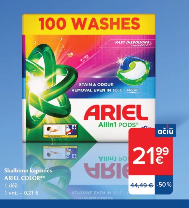 Skalbimo kapsulės ARIEL COLOR, 1 dėž.