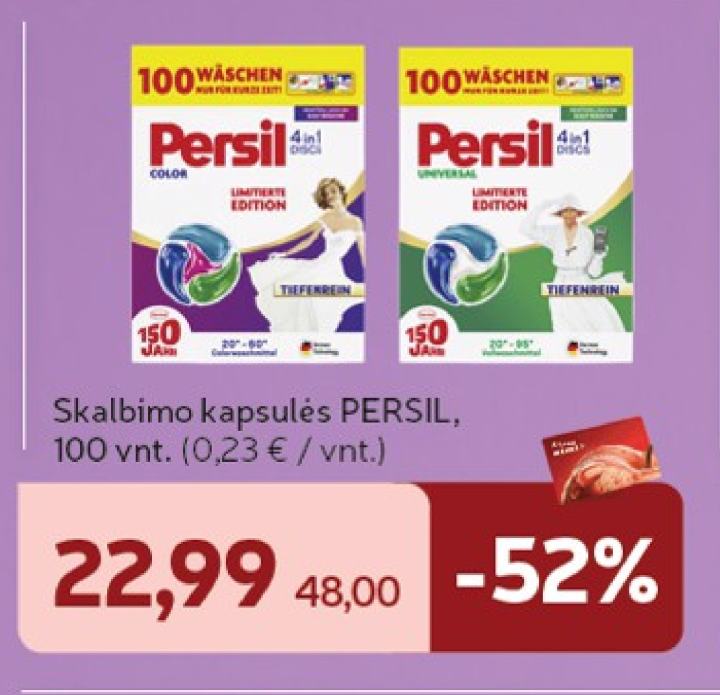 Skalbimo kapsulės PERSIL, 100 vnt