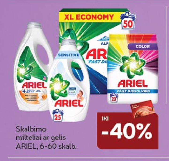 Skalbimo milteliai ar gelis ARIEL, 60 skalb.