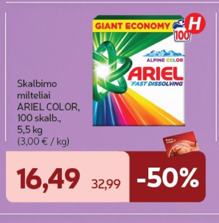 Skalbimo milteliai ARIEL COLOR, 100 skalb.
