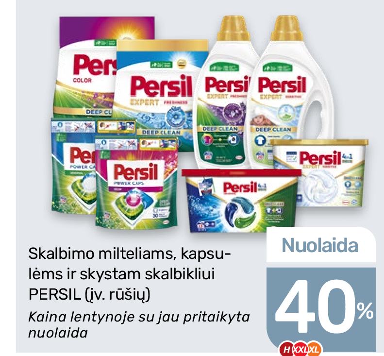 Skalbimo milteliams, kapsulėms ir skystam skalbikliui PERSIL