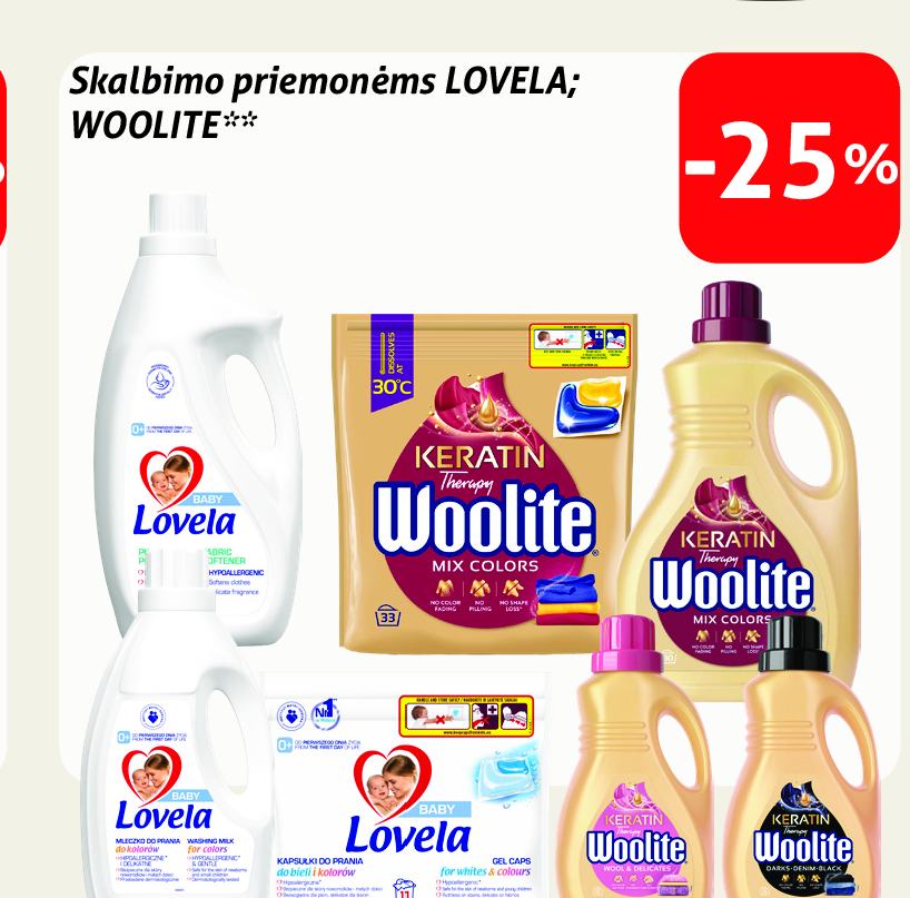 Skalbimo priemonėms LOVELA; WOOLITE