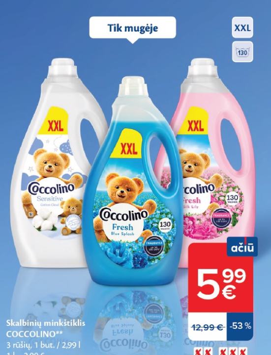 Skalbinių minkštiklis COCCOLINO, 2.99 l