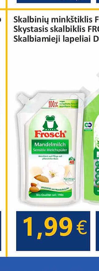 Skalbinių minkštiklis FROSCH, migdolų kvapo, 40 skalb.