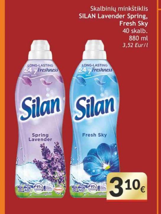 Skalbinių minkštiklis SILAN Lavender Spring, Fresh Sky, 40 skalb.