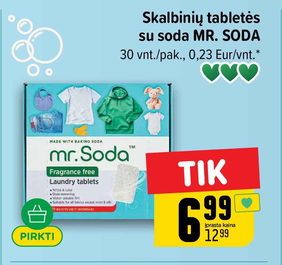 Skalbinių tabletės su soda MR. SODA, 30 vnt