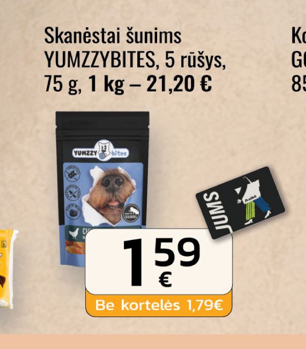 Skanėstai šunims YUMZZYBITES, 75 g