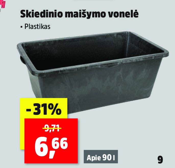 Skiedinio maišymo vonelė, 90 l