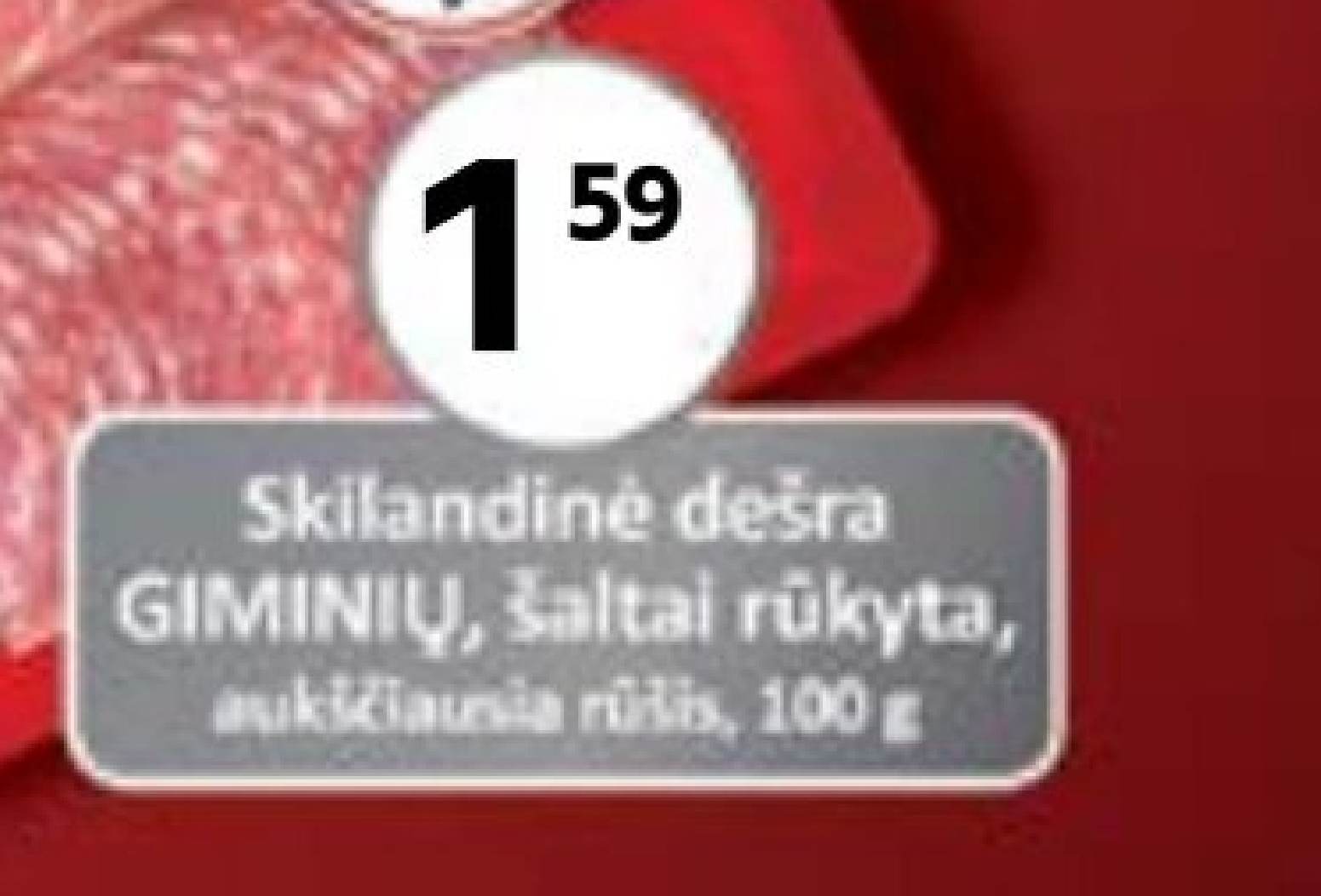 Skilandinė dešra GIMINIŲ, šaltai rūkyta, 100 g