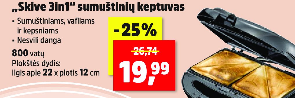 „Skive 3in1“ sumuštinių keptuvas, 12 cm