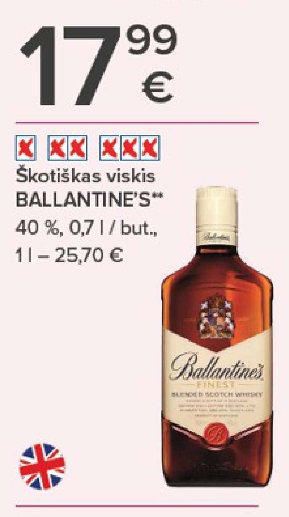 Škotiškas viskis BALLANTINE'S, 0.7 l