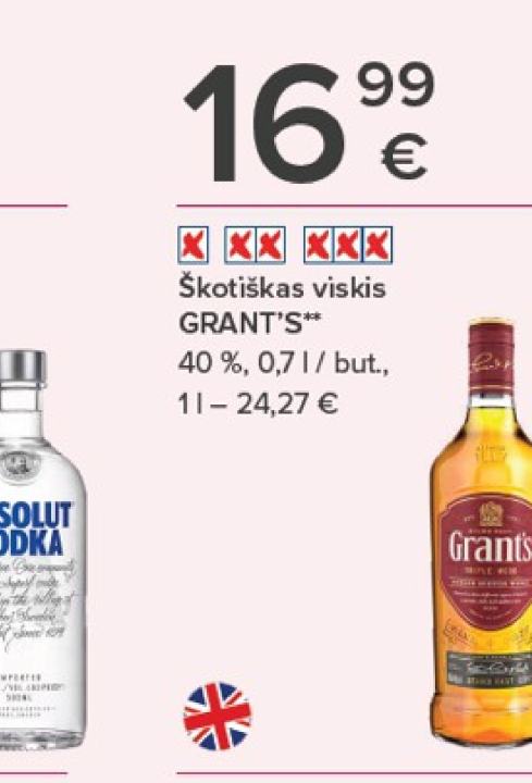 Škotiškas viskis GRANT'S, 0.7 l
