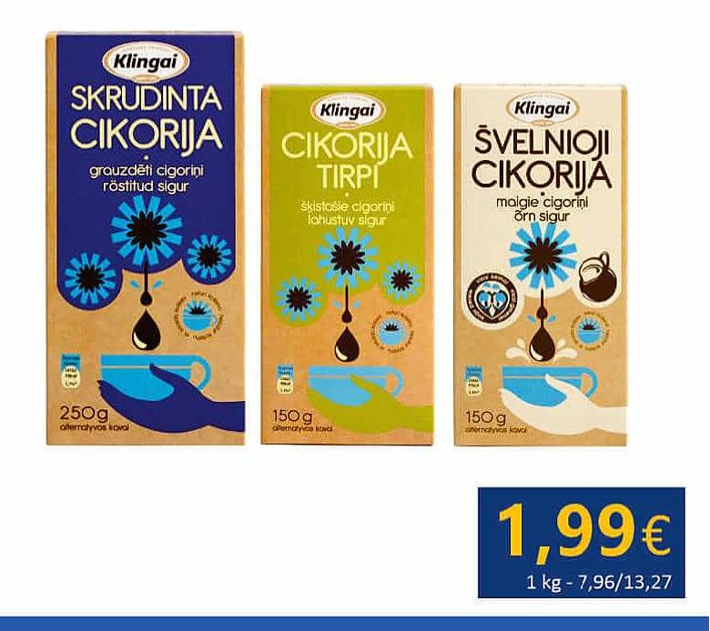 Skrudinta cikorija KLINGAI, 250 g