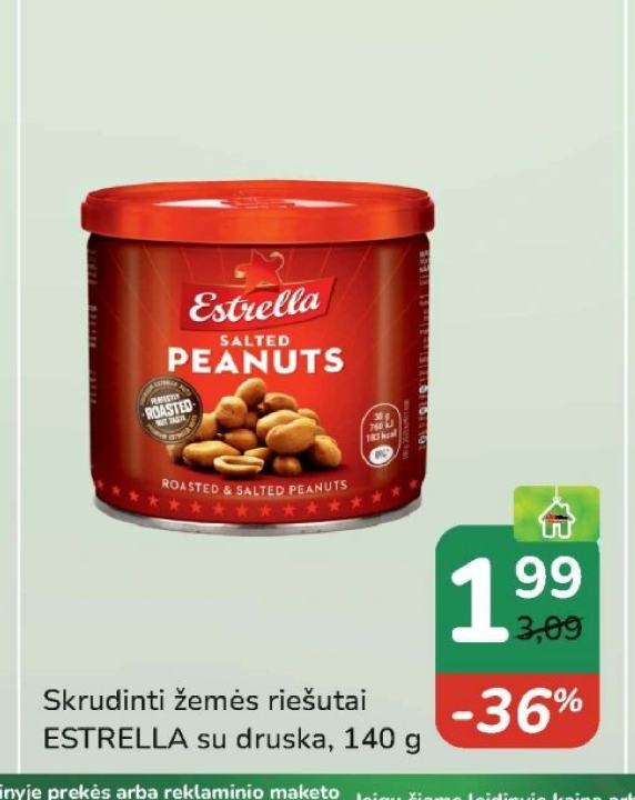 Skrudinti žemės riešutai ESTRELLA su druska, 140 g