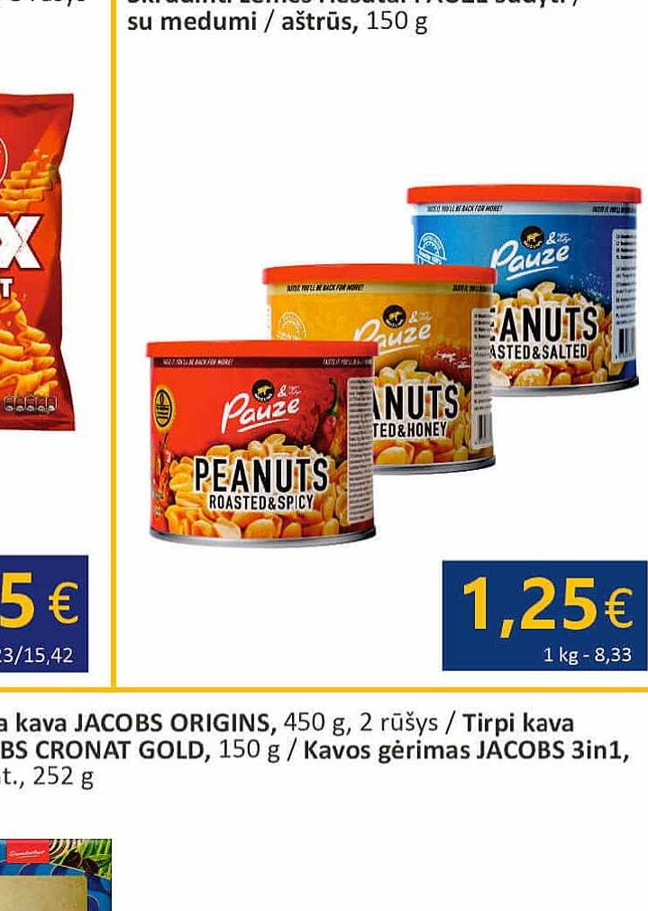 Skrudinti žemės riešutai PAUZE, 150 g